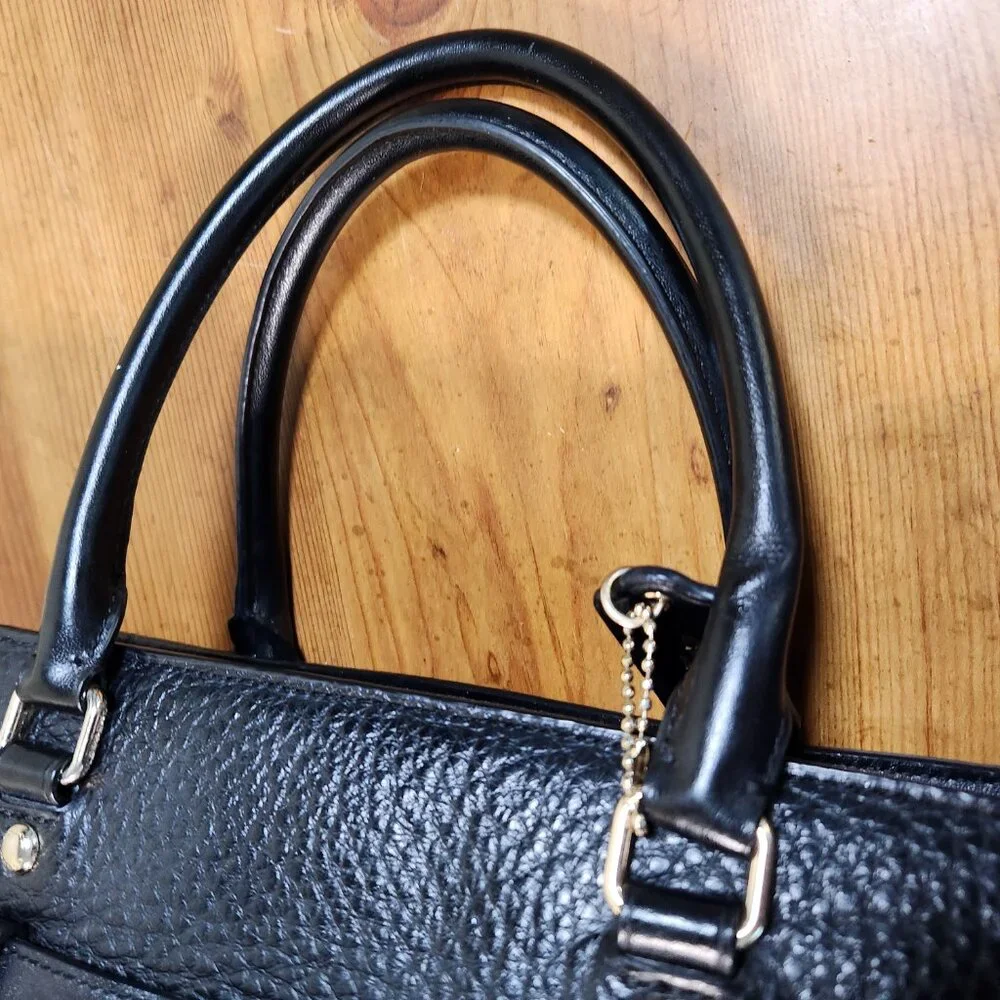 Euc Coach Blake Carryall Black Leather Shoulder Bag Purse